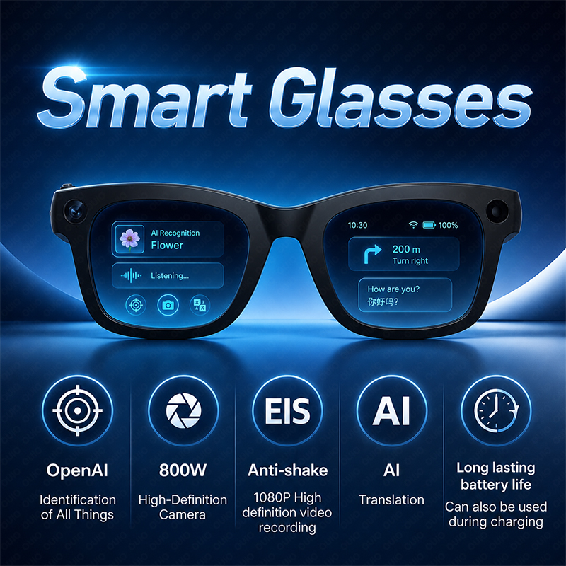 Audio Music Recognition - Smart Glasses 800W HD Camera AI