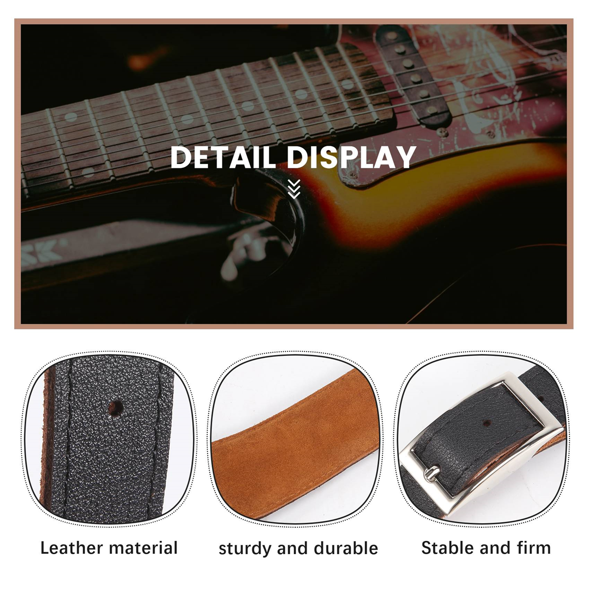 Guitar Strap Padded - CHFL Durable Leather and Metal Buckle