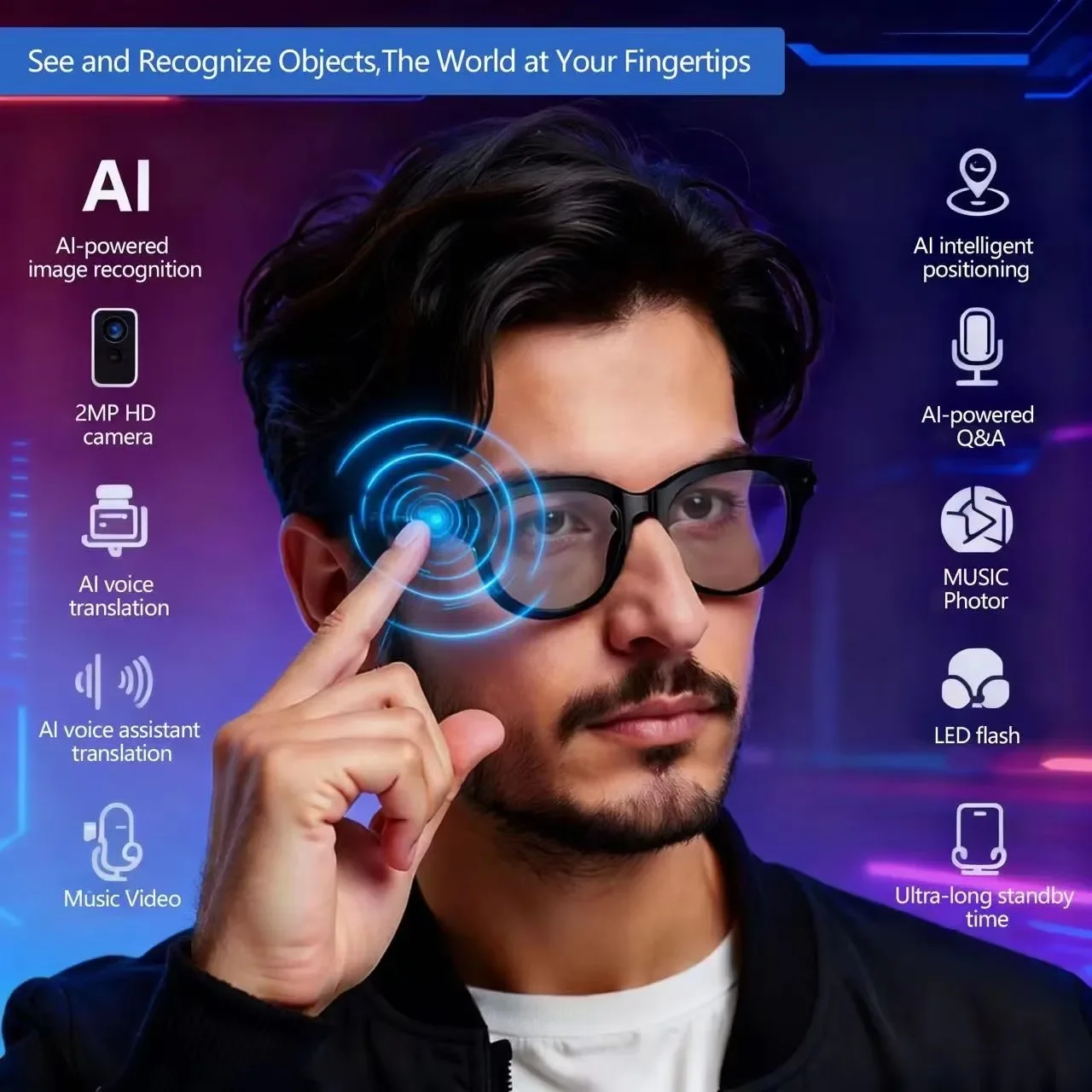 AI Sunglasses for Men with Rea - Audio Music Arabic のレビューと価格