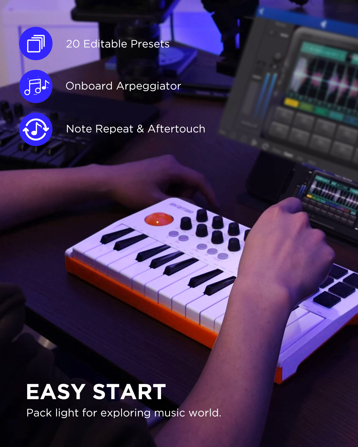 EMK-25 Wireless Midi Keyboard  - Midi Controller Pad のレビューと価格