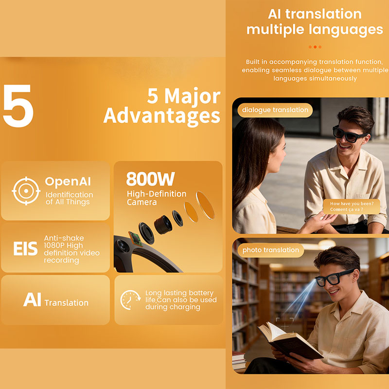 Smart Glasses 800W HD Camera A - Audio Music Recognition のレビューと価格