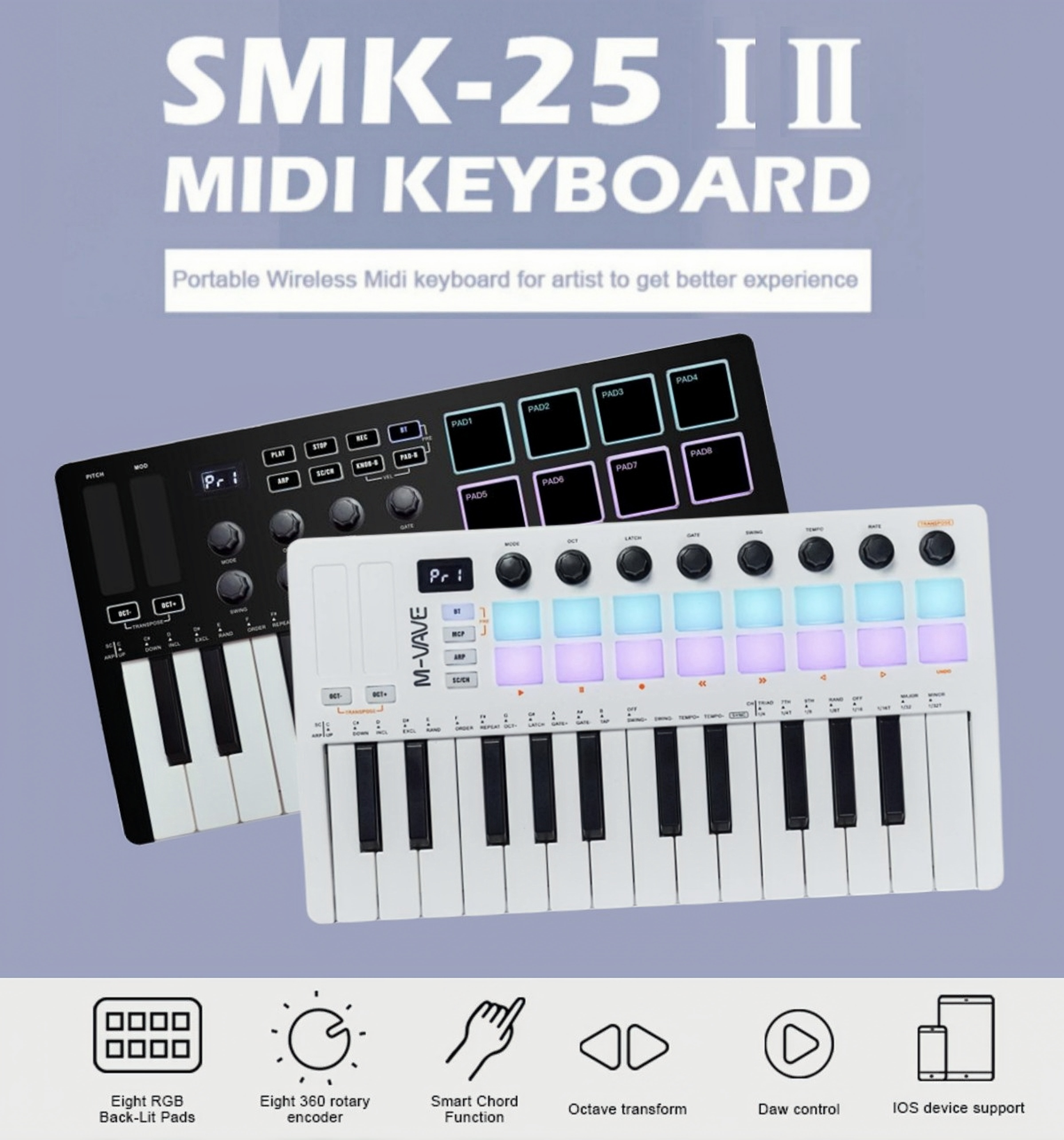 M-VAVE SMK-25 II MIDI Pad Cont - Midi Controller Pad のレビューと価格