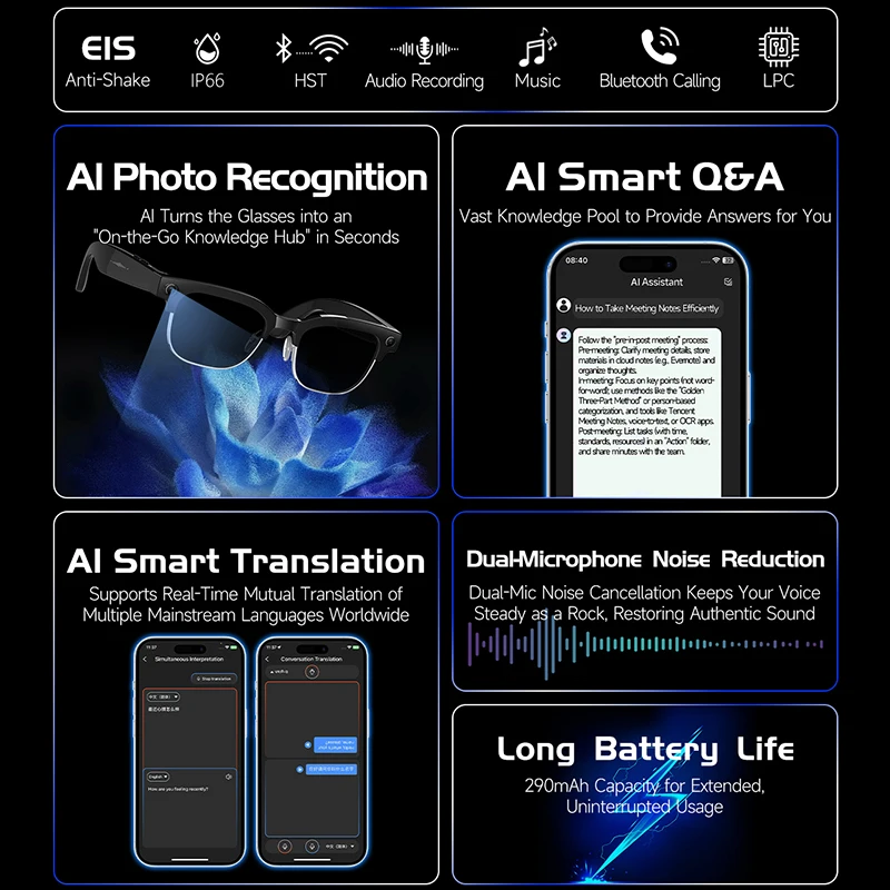 Smart Camera Glasses Photo and - Audio Music Recognition のレビューと価格