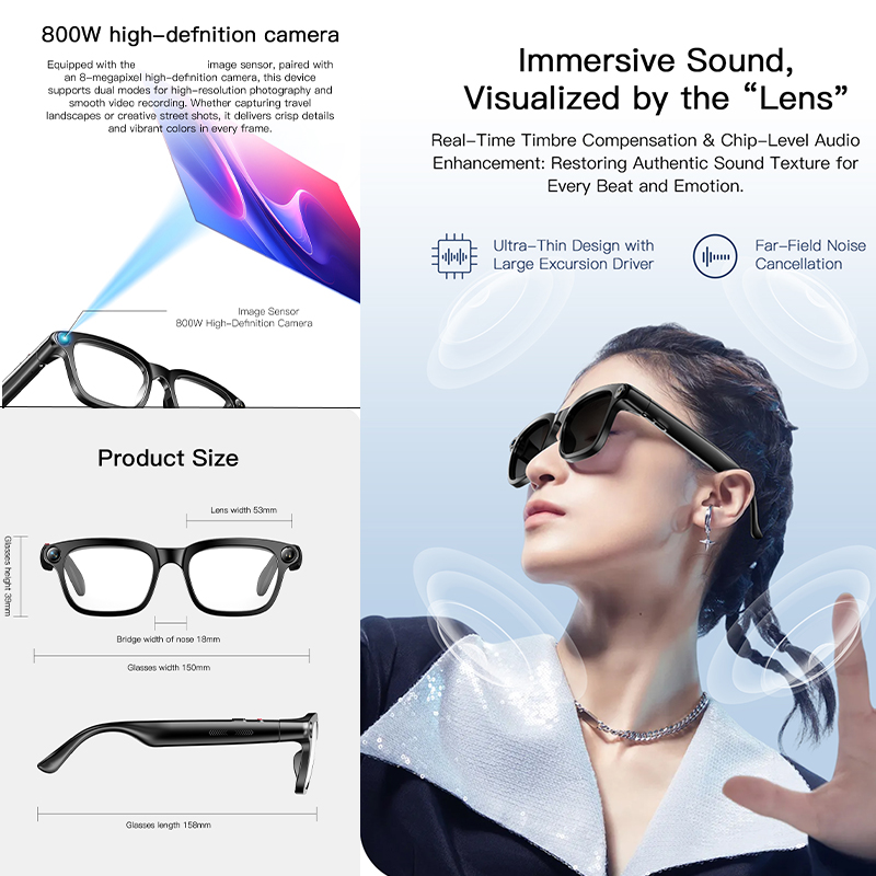 New AI Smart Glasses 800W HD C - Audio With Music Ai のレビューと価格