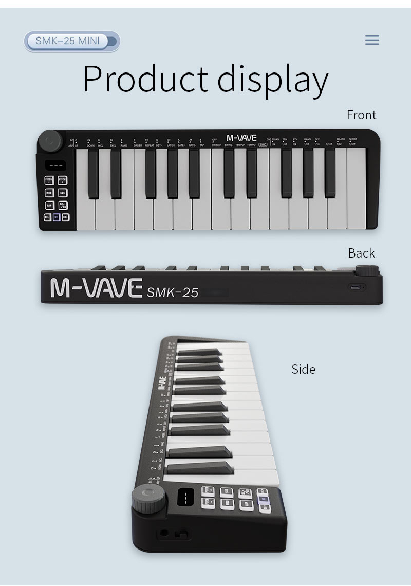 M-VAVE-Mini Teclado MIDI Recar - Midi Controller Pad のレビューと価格