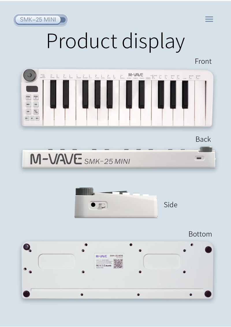 M-VAVE-Mini Teclado MIDI Recar - Midi Controller Pad のレビューと価格