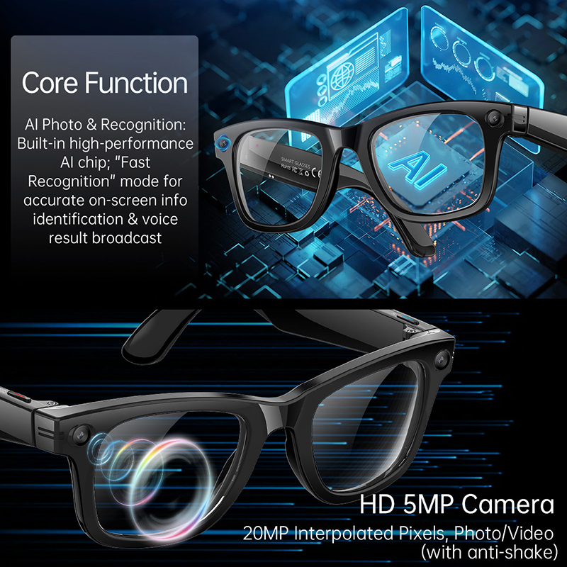 New Upgrade Smart Glasses 5MP  - Audio Music Recognition のレビューと価格