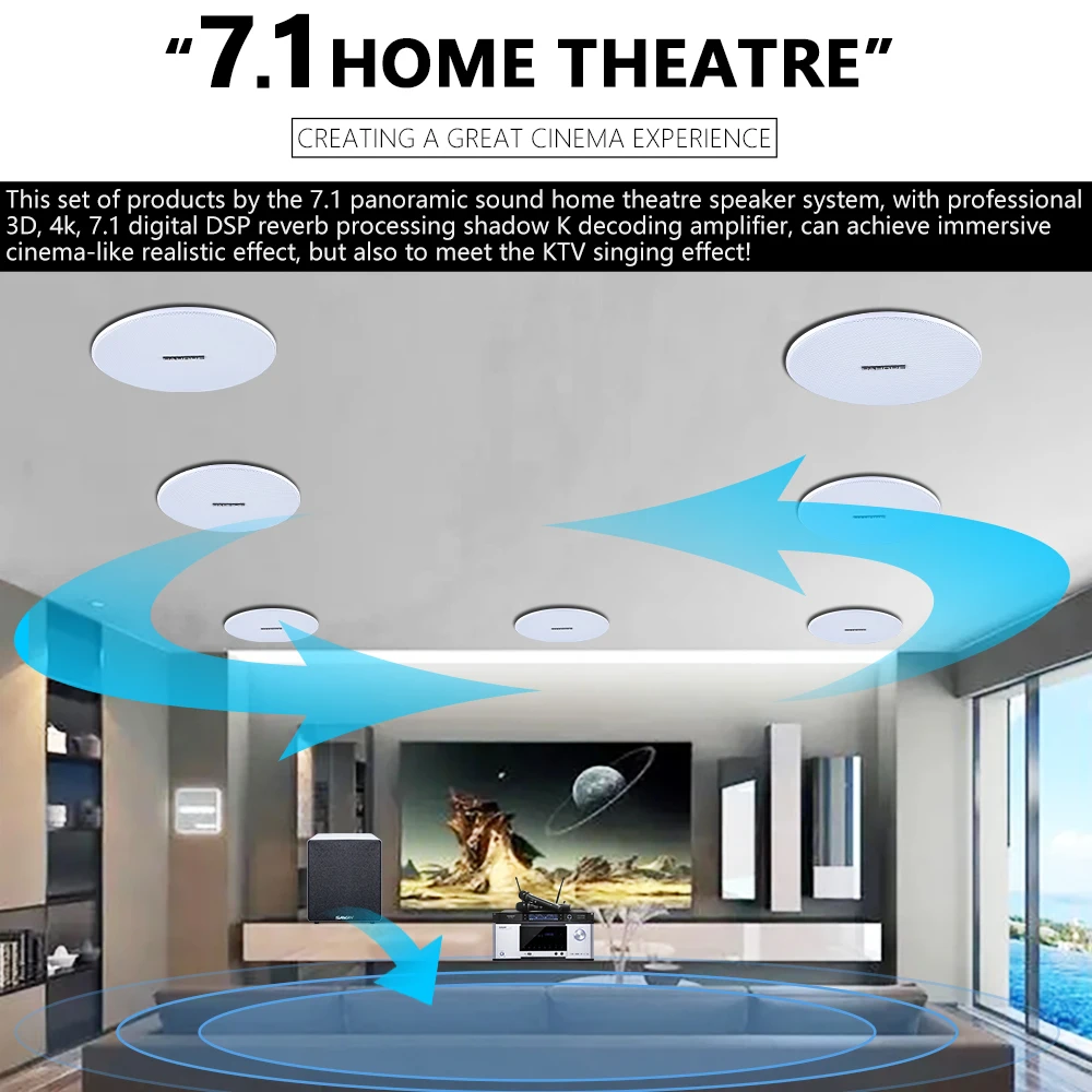 7.1 Home Theater Ceiling Speak - Audio Music For Background のレビューと価格
