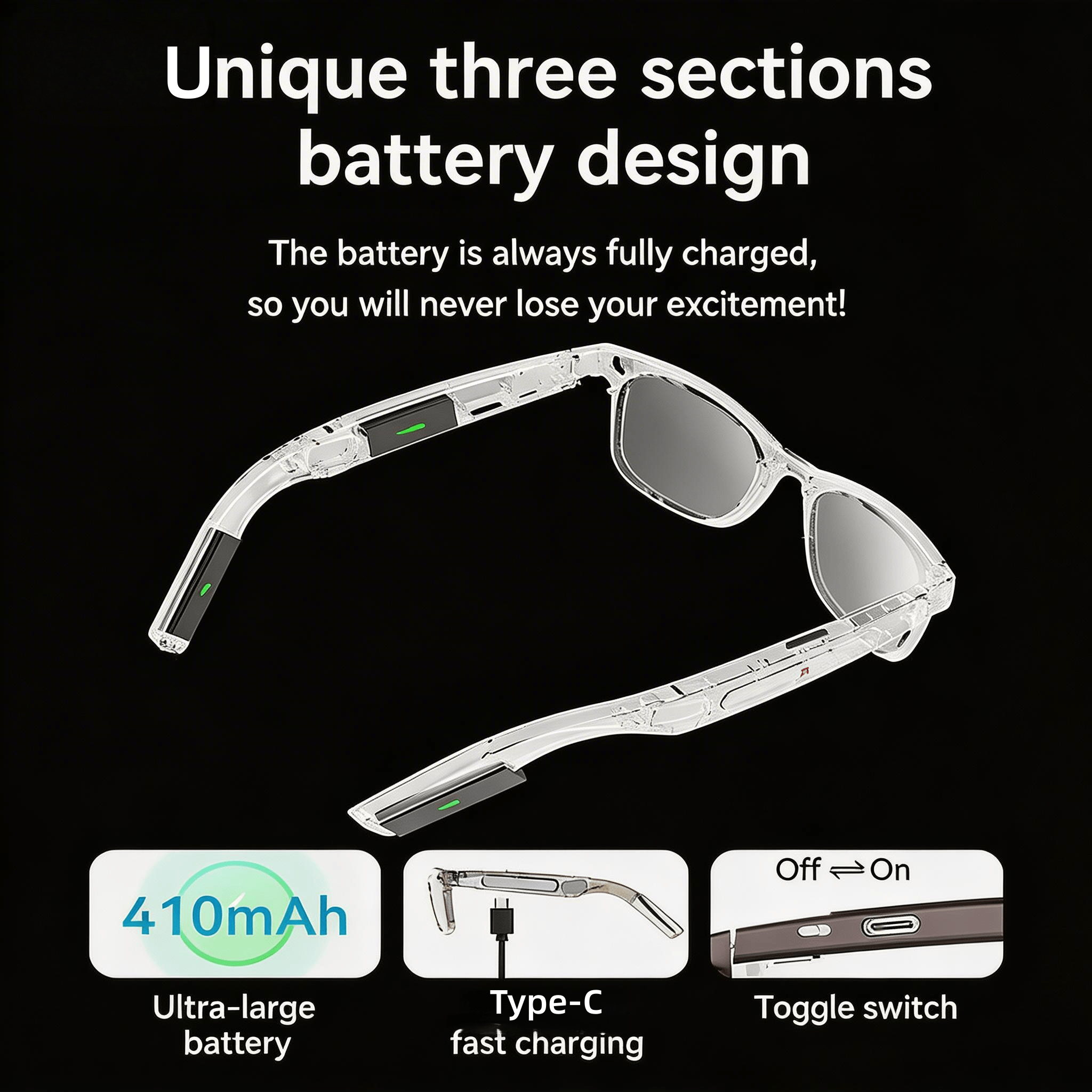 4K Camera Glasses with AI Smar - Audio Music Recognition のレビューと価格