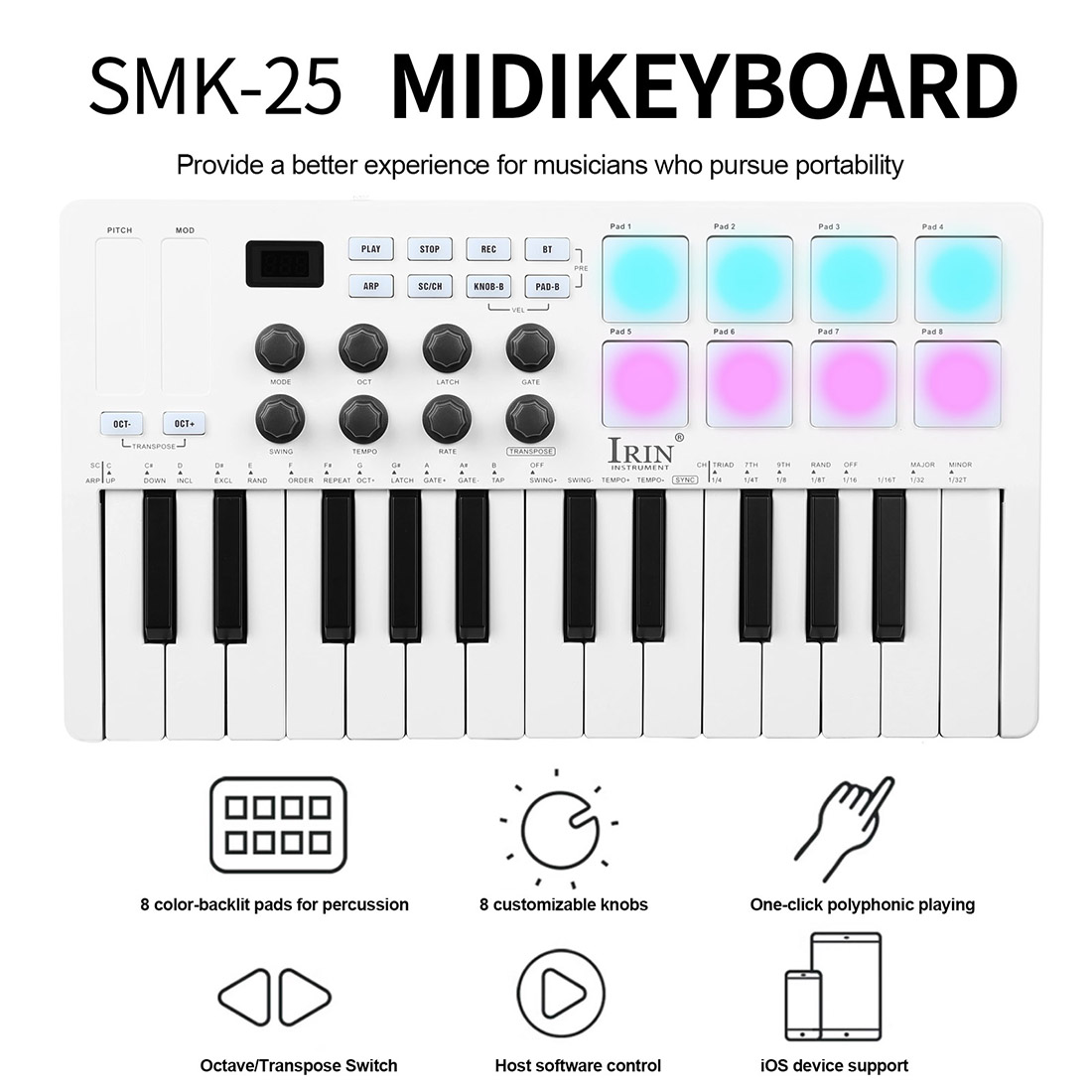 SMK-25  Portable Keyboard MIDI - Midi Controller Pad のレビューと価格