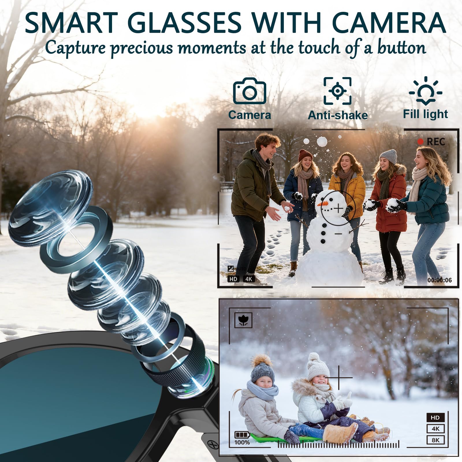 Black Smart Ai Glasses for Men - Audio Music Arabic のレビューと価格