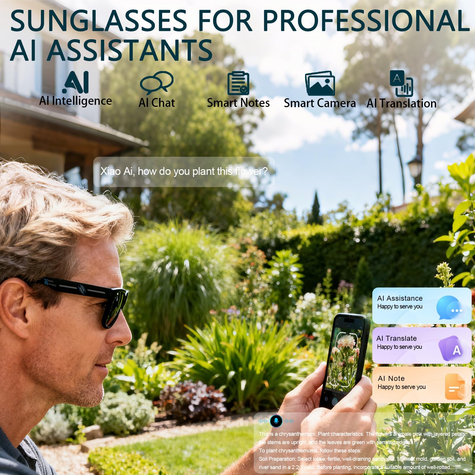 Black Smart Ai Glasses for Men - Audio Music Arabic のレビューと価格