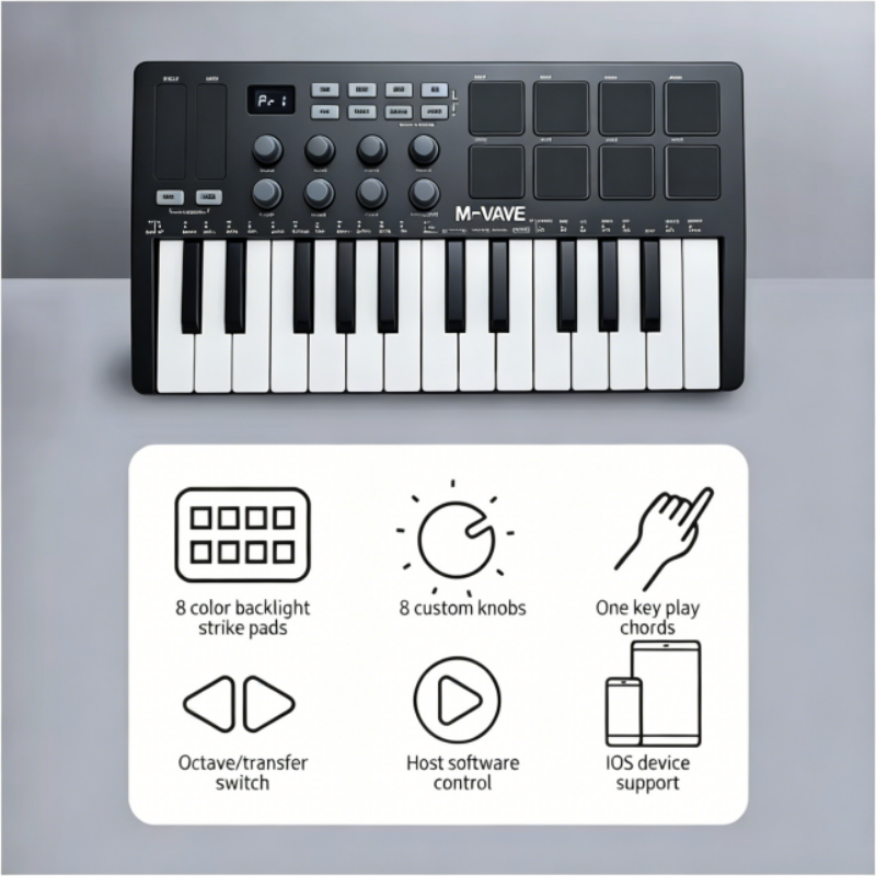 M-VAVE SMK-25 Black Portable M - Midi Controller Pad のレビューと価格