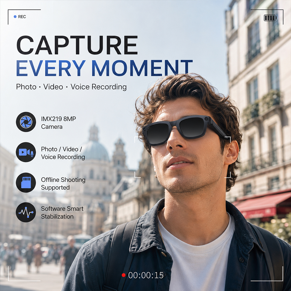AI Smart Glasses 800W Camera A - Audio Music Recognition のレビューと価格