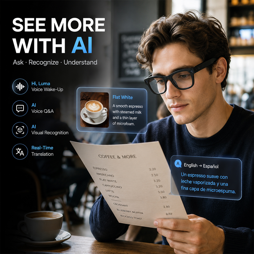 AI Smart Glasses 800W Camera A - Audio Music Recognition のレビューと価格