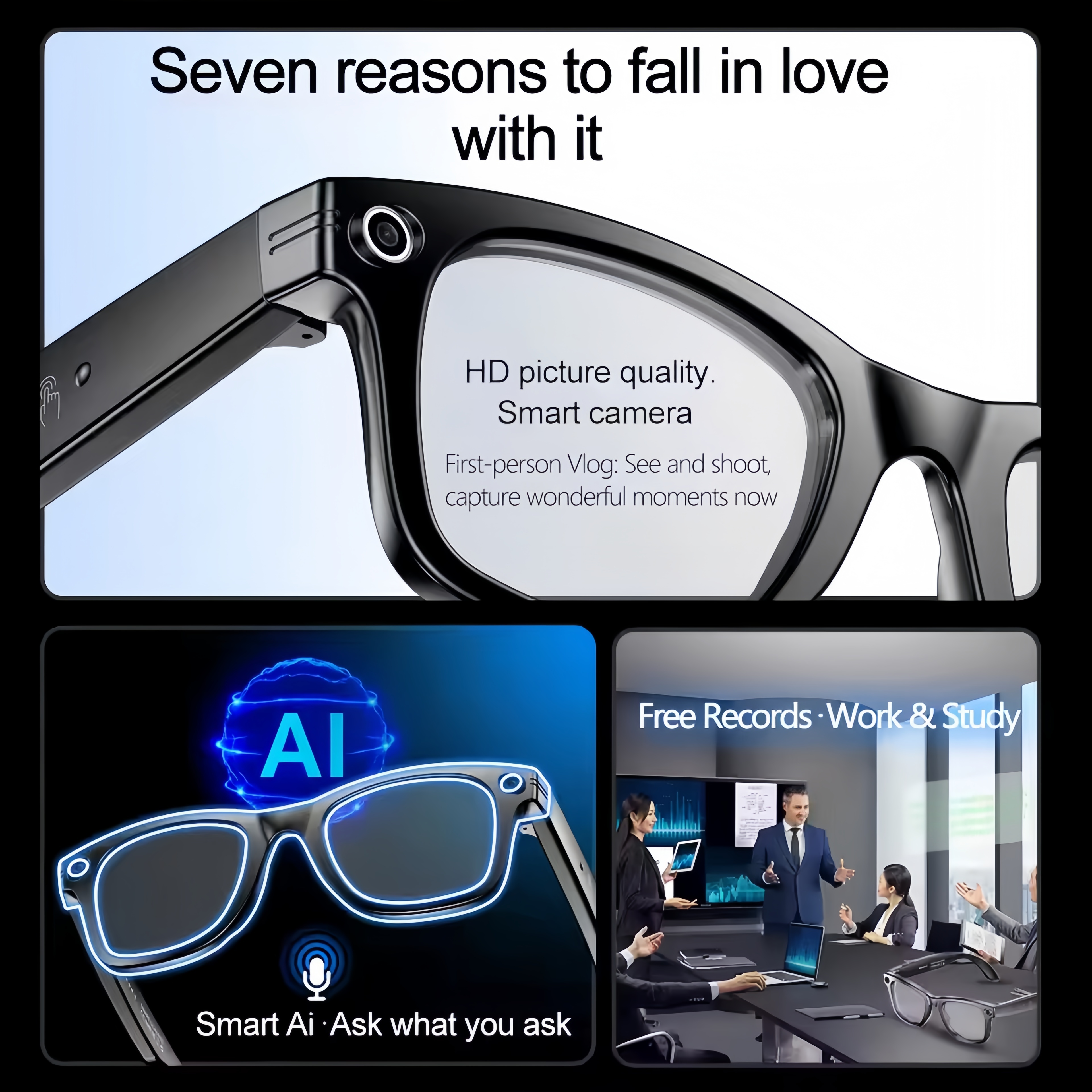 AI Smart Glasses with Camera 4 - Audio Music Recognition のレビューと価格